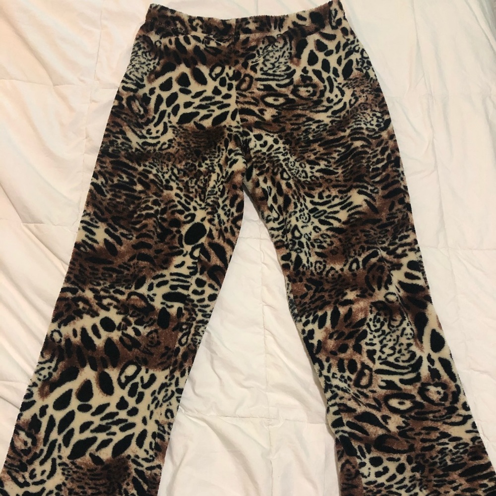 fuzzy cheetah print pj pants